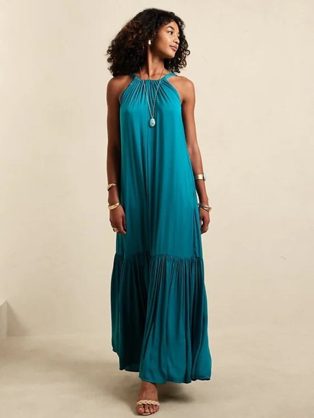 Banana Republic halter neckline maxi dress crafted from high-quality 100% silk